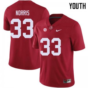 NCAA Youth Alabama Crimson Tide #33 Kendall Norris Stitched College 2018 Nike Authentic Red Football Jersey AK17U45RP